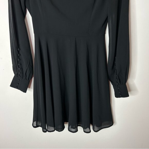 LULUS Sadie May Black Long Sleeve Mini Dress Sheer Size XS Whimsigoth - Picture 7 of 16